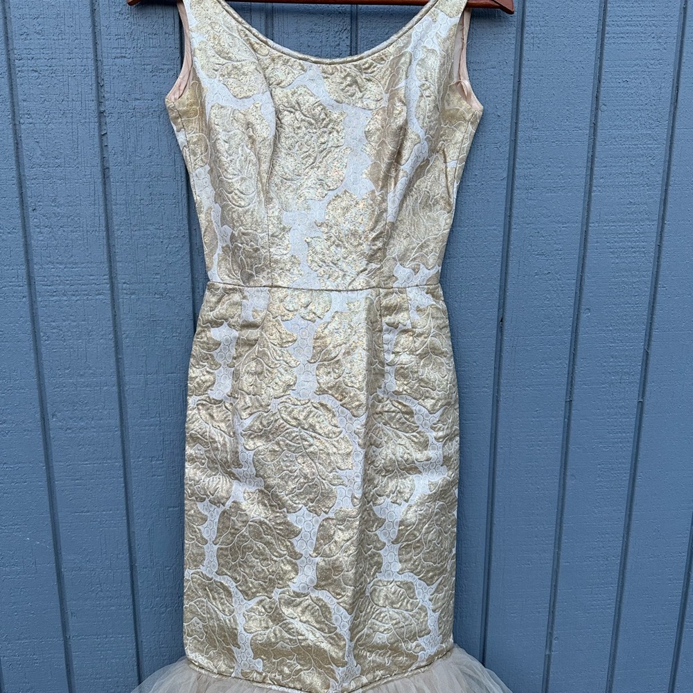 Vintage 80’s Gold and White Mermaid Dress - Picture 4 of 12